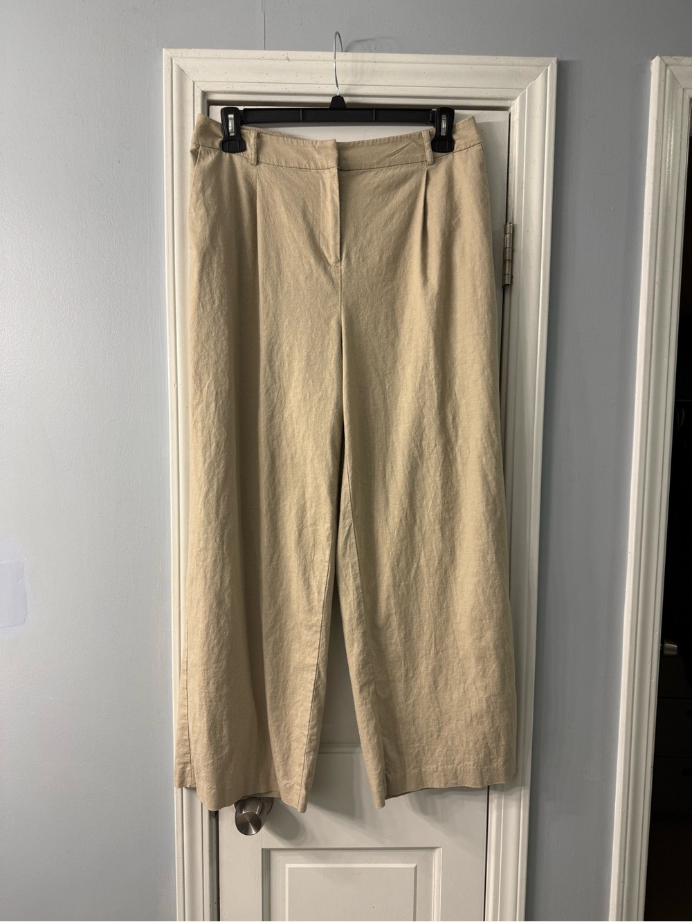 Wide Leg Linen Blend Pants in Tan